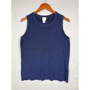 Quiet Luxury Knit Sweater Tank Vest Chico's Size 1 Blue